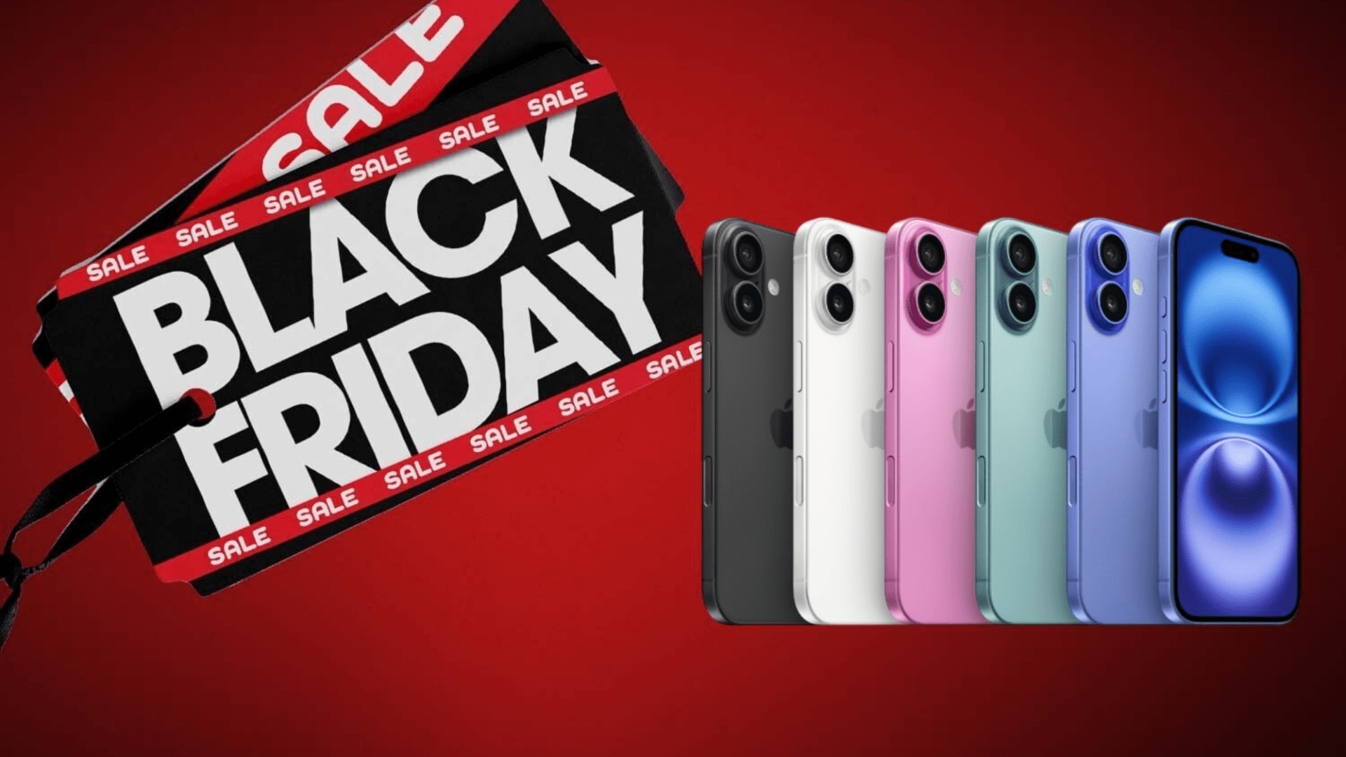 several iphones are lined up next to a black friday sale sign