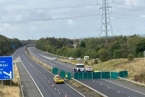 A 17-year-old girl has died in a horror crash on the M65 motorway