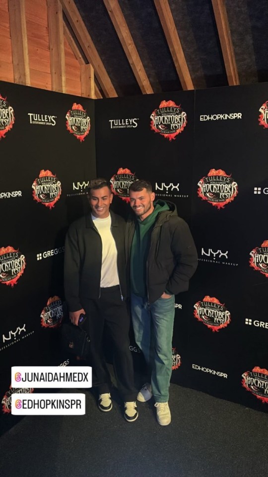 Towies Joe Blackman and Junaid Ahmed look loved-up in first public appearance at Tulleys shock fest