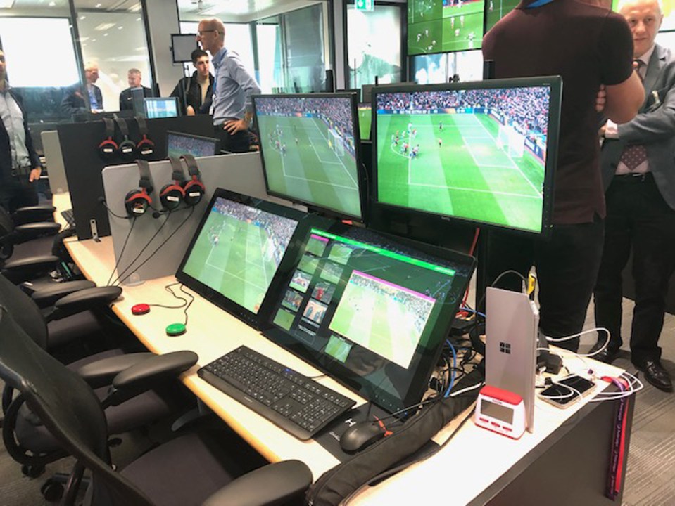 a computer monitor shows a soccer game being played