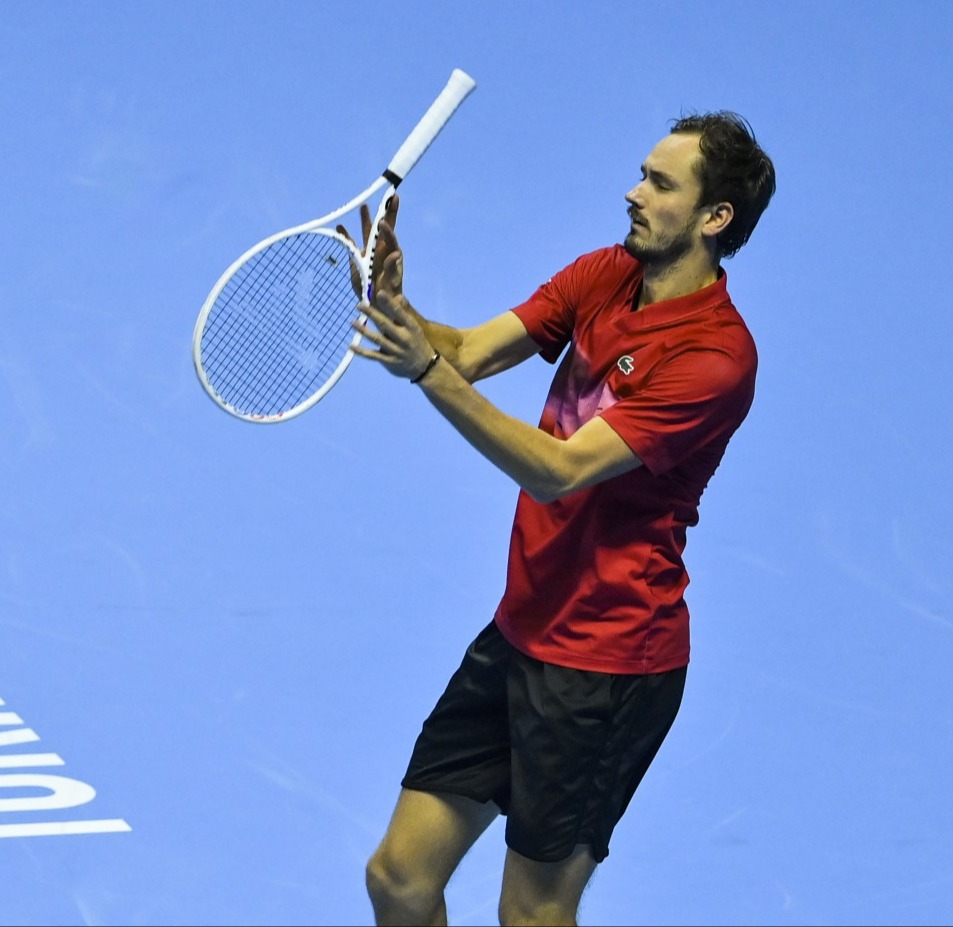 Mandatory Credit: Photo by Stefano Guidi/ZUMA Press Wire/REX/Shutterstock (14888574bi) Daniil Medvedev against Taylor Fritz of USA during their Men's Single's Nitto ATP Finals match during day one of the Nitto ATP Finals at Inalpi Arena on November 10, 2024 in Turin, Italy. Nitto ATP Finals - Day One - 10 Nov 2024