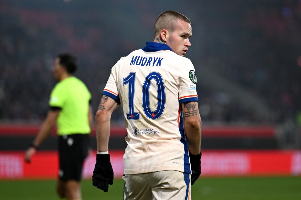 HEIDENHEIM, GERMANY - NOVEMBER 28: Mykhaylo Mudryk of Chelsea looks on during the UEFA Conference League 2024/25 League Phase MD4 match between 1. FC Heidenheim 1846 and Chelsea FC at Voith-Arena on November 28, 2024 in Heidenheim, Germany. (Photo by Darren Walsh/Chelsea FC via Getty Images)
