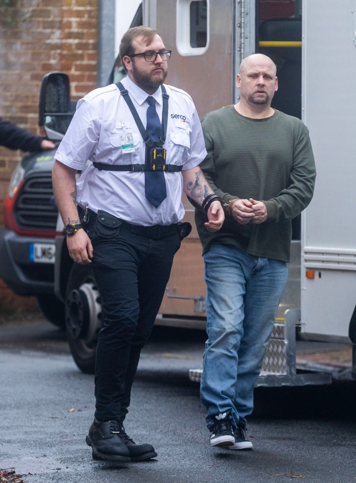 Mark Coates (right) arrived at Lewes crown court for his trial over a dispute of a boundary wall in Robertsbidge, Sussex