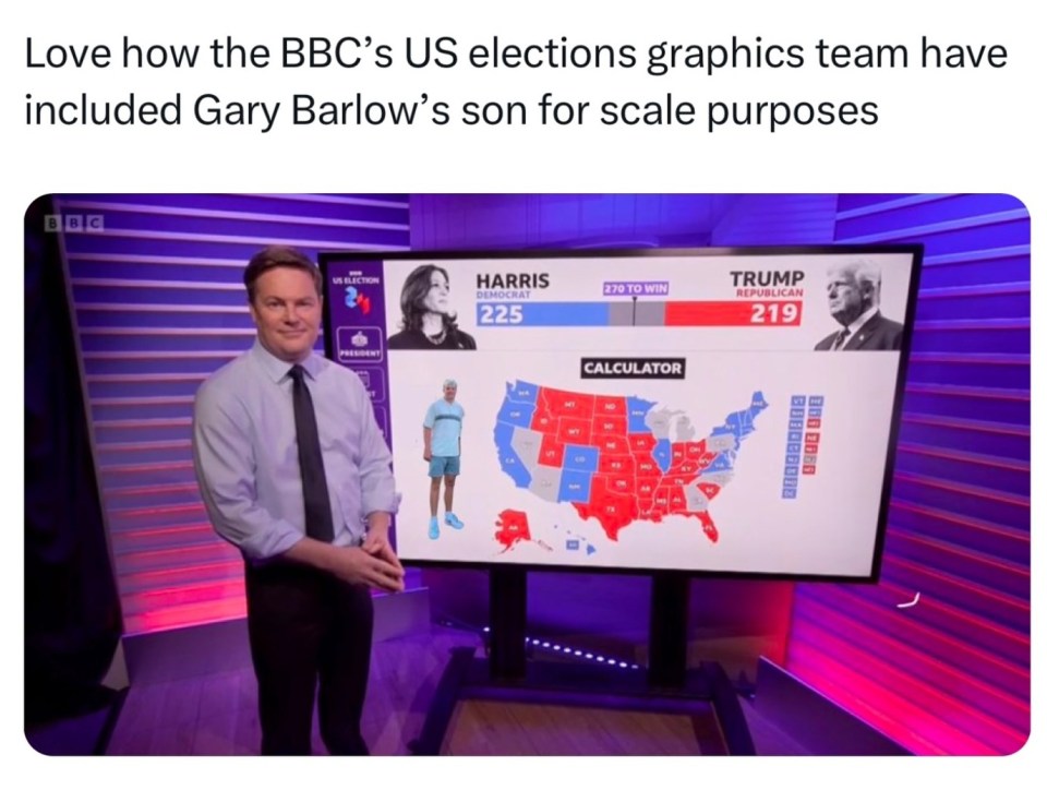 a man stands in front of a large screen that says bbc on it