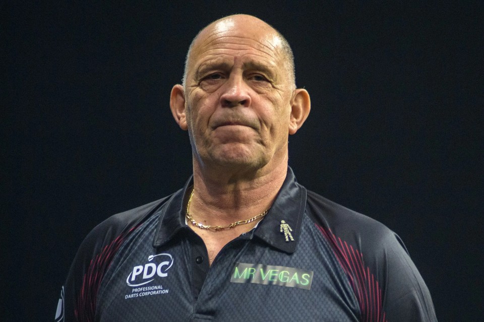 Russ Bray, PDC Darts Referee, at the 2023 Mr Vegas Grand Slam of Darts.