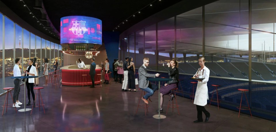 an artist 's impression of a bar in a stadium