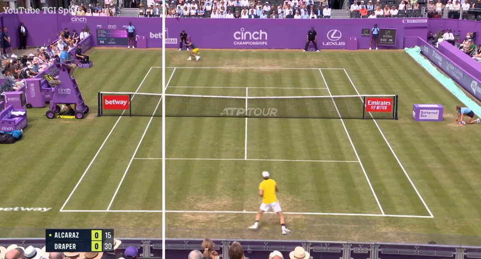 a tennis match between alcaraz draper and rafael nadal