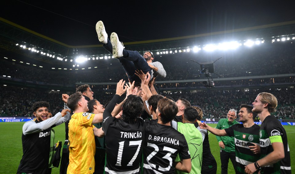 Ruben Amorim was given a heroes send-off by the Sporting Lisbon players