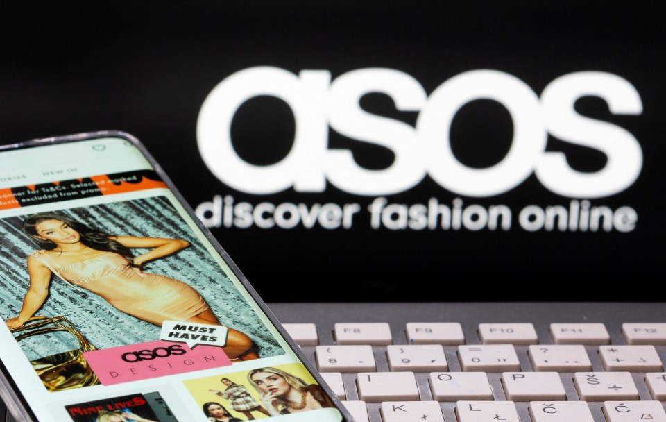 a phone displays a page for asos discover fashion online