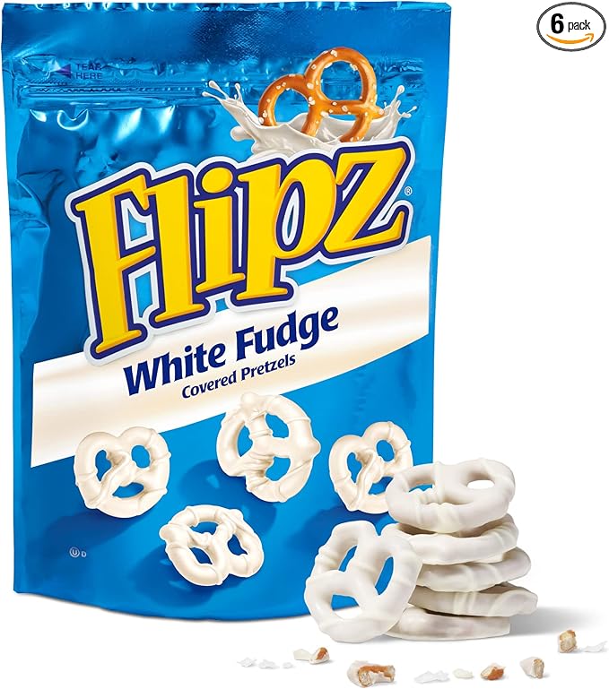 a bag of flipz white fudge covered pretzels