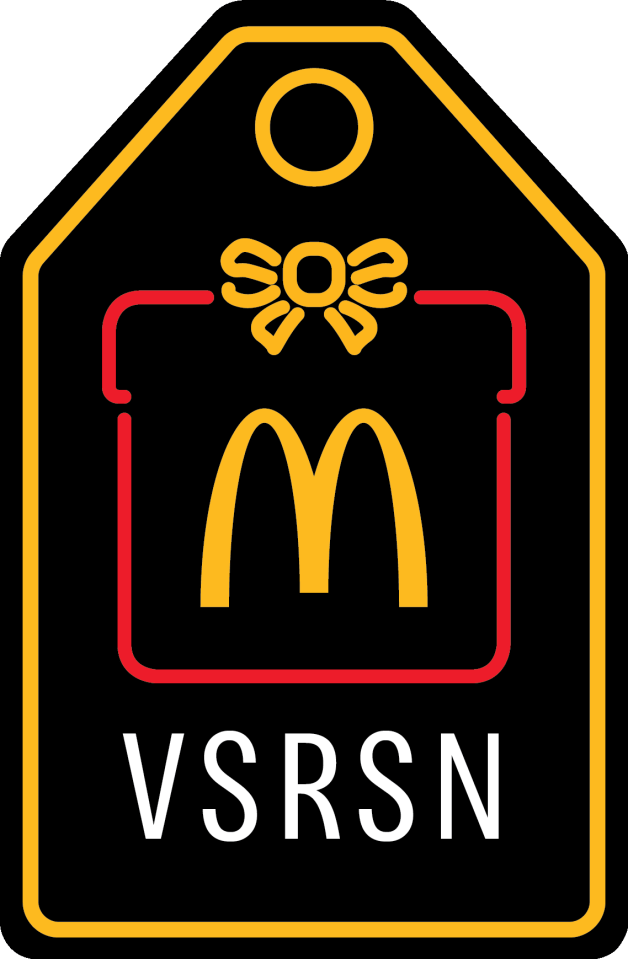 a black tag with a mcdonald 's logo on it