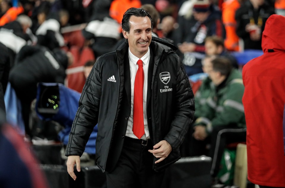 Unai Emery, former Arsenal manager, wearing an Arsenal jacket.