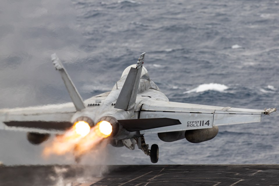 F/A-18 Super Hornet launching from USS Dwight D. Eisenhower in the Red Sea.