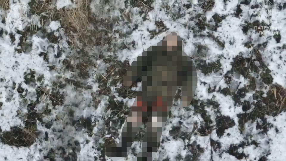 Drone image of a deceased North Korean soldier in Ukraine.