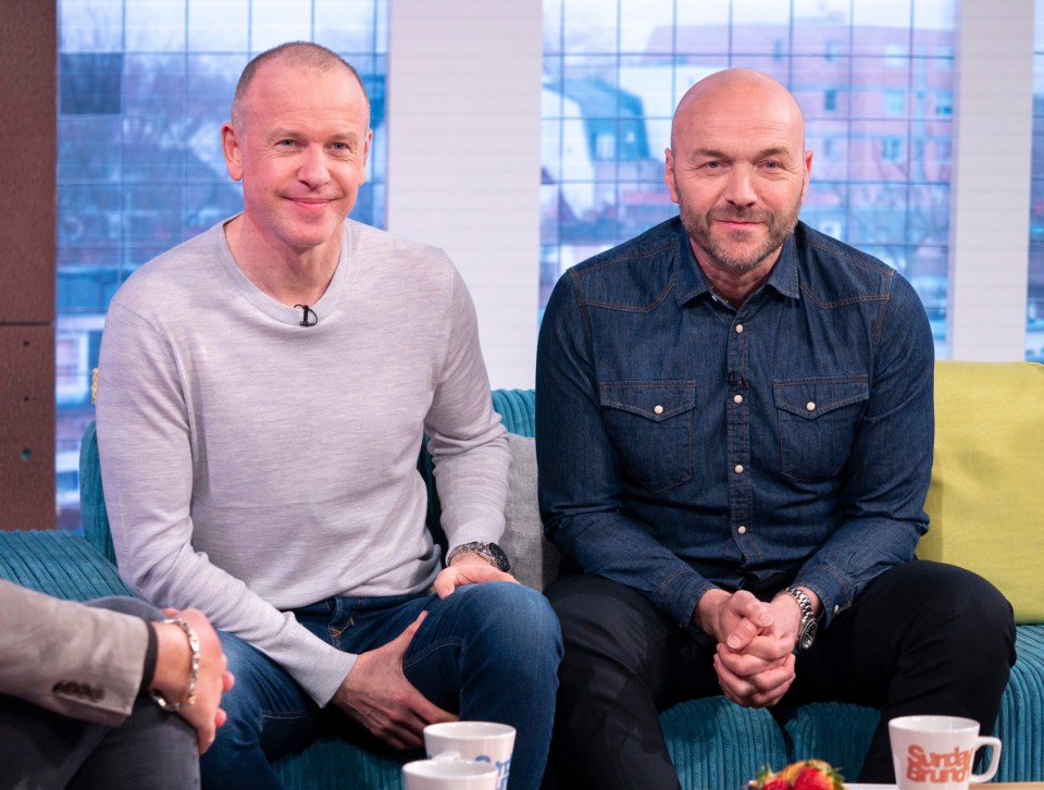 Tim Lovejoy and Simon Rimmer on the set of "Sunday Brunch."