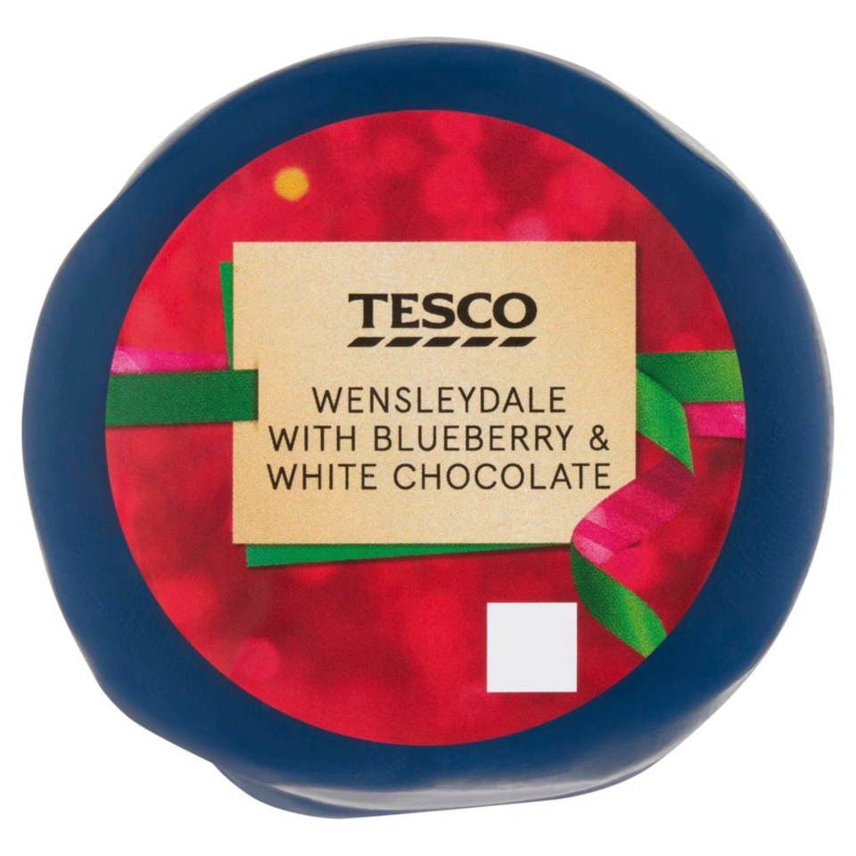 Tesco Wensleydale cheese with blueberry and white chocolate.