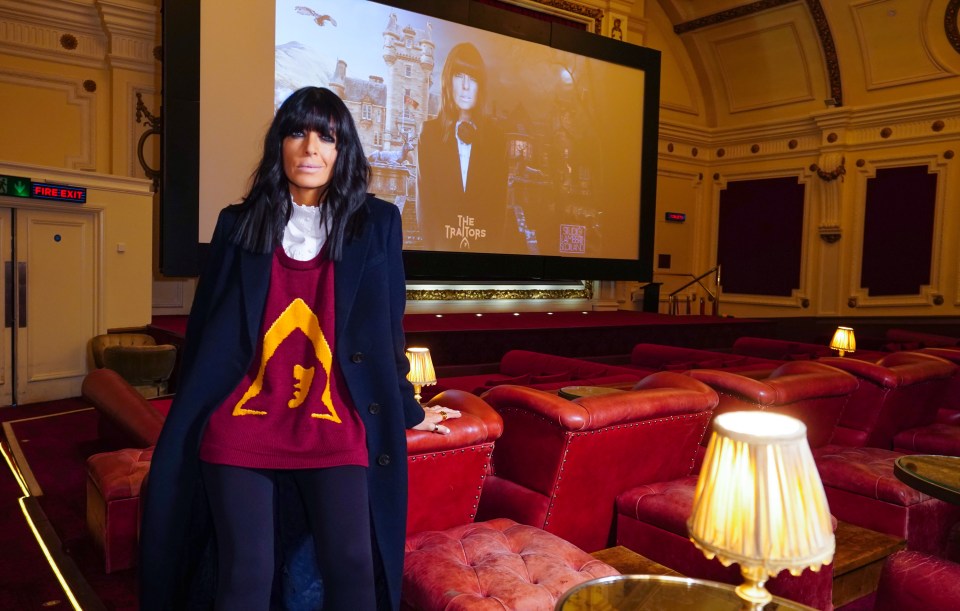 Claudia Winkleman crouching in front of a cinema screen at the launch of season three of BBC's The Traitors, at the Electric Cinema in London on Monday December 16, 2024. See PA Feature LIFE Traitors. WARNING: This picture must only be used to accompany PA feature Feature LIFE Traitors. PA Photo. Picture credit should read: Ian West/PA. NOTE TO EDITORS: This picture must only be used to accompany PA Feature Feature LIFE Traitors.