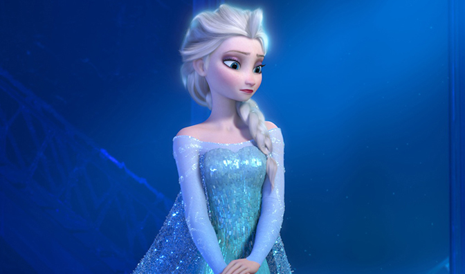 Elsa from Frozen in her ice gown.