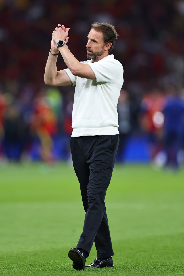 Gareth Southgate, England's head coach, applauds after a soccer match.