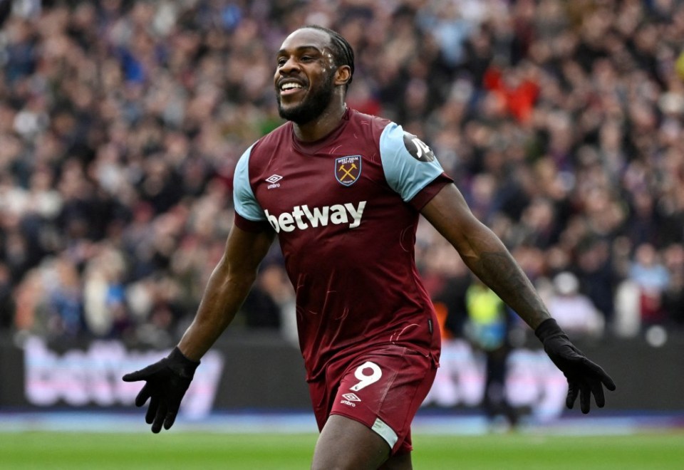 FILE PHOTO: Soccer Football - Premier League - West Ham United v Aston Villa - London Stadium, London, Britain - March 17, 2024 West Ham United's Michail Antonio celebrates scoring their first goal REUTERS/Tony Obrien File Photo NO USE WITH UNAUTHORIZED AUDIO, VIDEO, DATA, FIXTURE LISTS, CLUB/LEAGUE LOGOS OR 'LIVE' SERVICES. ONLINE IN-MATCH USE LIMITED TO 45 IMAGES, NO VIDEO EMULATION. NO USE IN BETTING, GAMES OR SINGLE CLUB/LEAGUE/PLAYER PUBLICATIONS