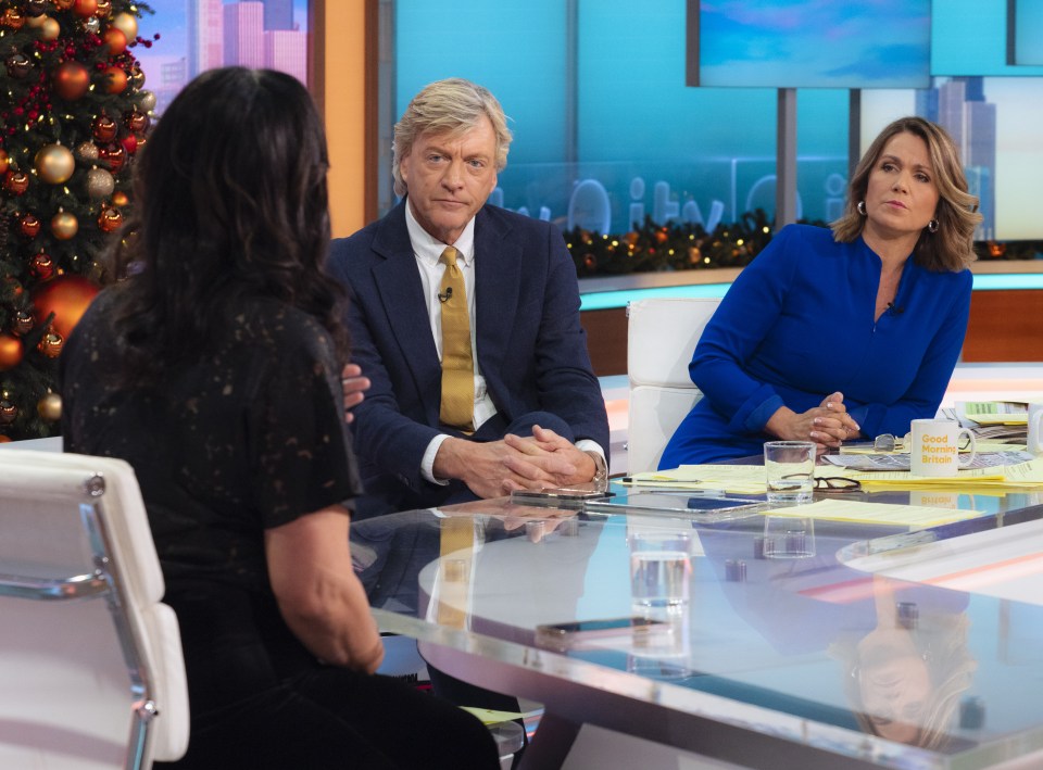 Aasmah Mir, Richard Madeley, and Susanna Reid on the Good Morning Britain TV show.