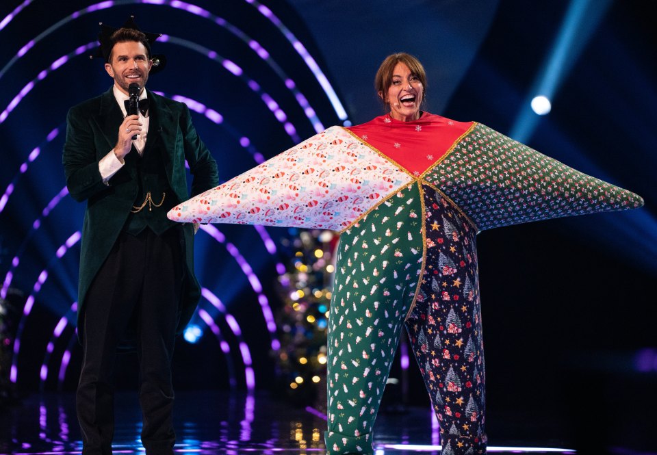 Davina McCall and Joel Dommett on The Masked Singer Christmas Special.
