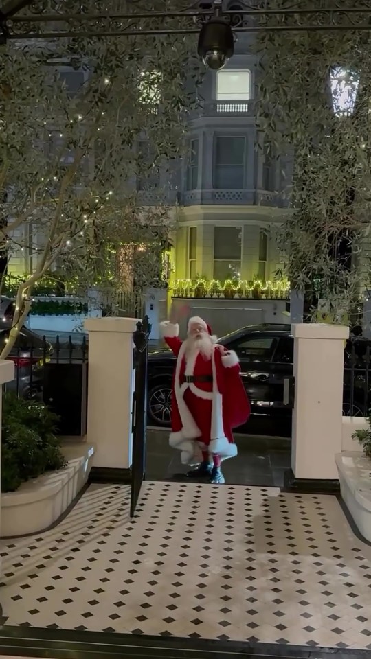 Santa Claus visiting the Beckham family home.
