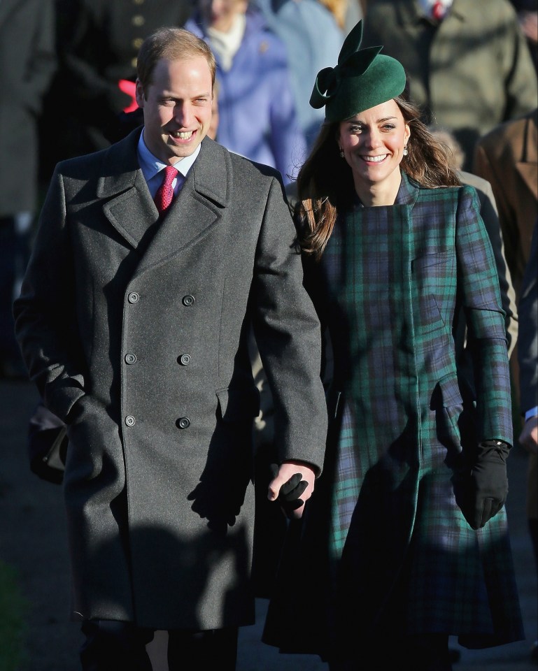 Prince William and Catherine, Duchess of Cambridge, arriving at a Christmas Day service.