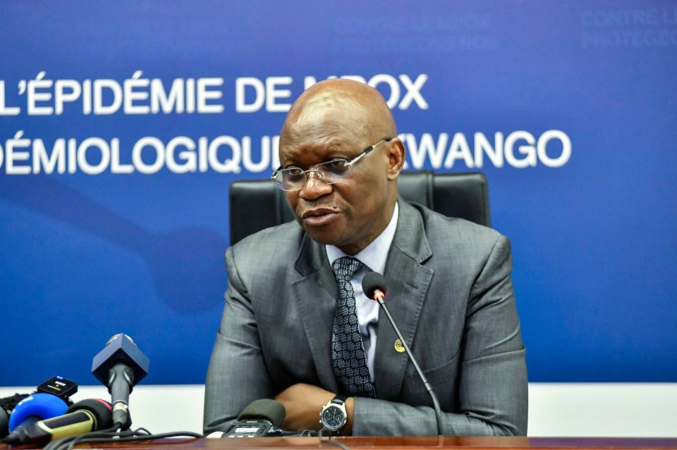 Congo’s health minister Roger Kamba attends a press conference in Kinshasa, Congo,