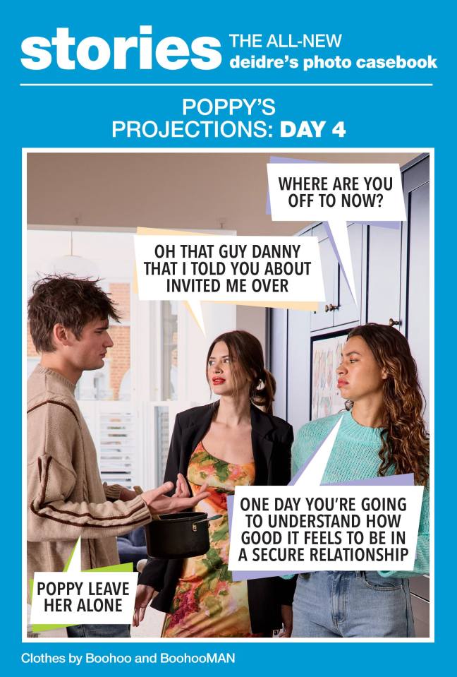 Poppy's Projections: Day 4; three friends discuss relationships.