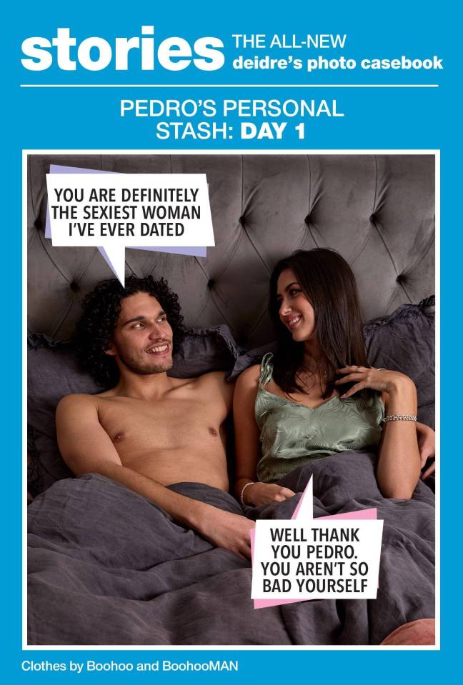 A couple in bed; a man compliments the woman.