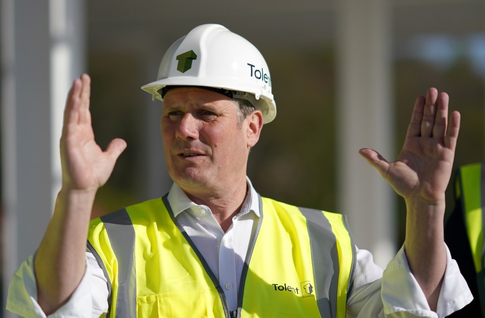 Sir Keir Starmer, Labour Party leader, at a building development project in Durham.