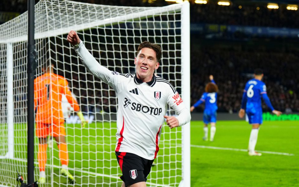 Harry Wilson of Fulham celebrates scoring a goal.