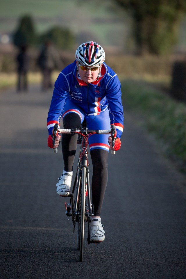 Man cycling after heart transplant.