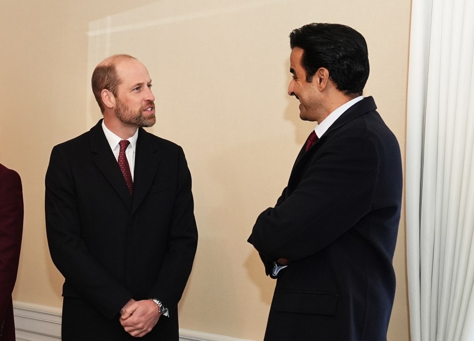 The Prince of Wales and the Amir of Qatar are all smiles as they meet ahead of the state visit