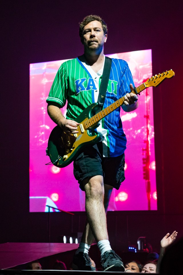 James Bourne of Busted performing at The O2 Arena.