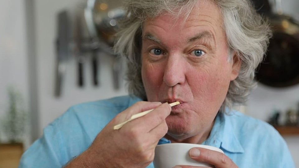 James May eating with chopsticks.