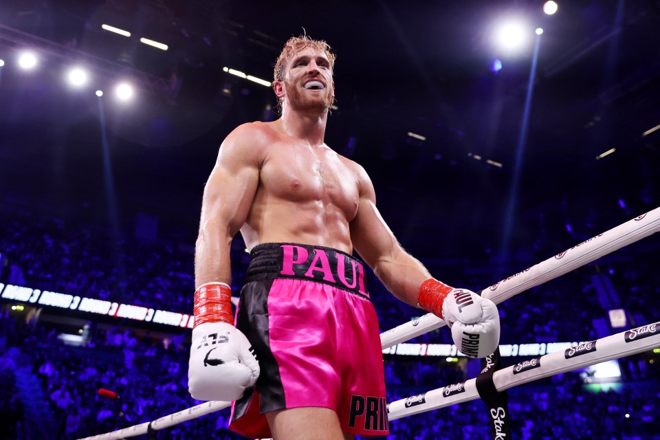 Logan Paul in boxing ring after a fight.