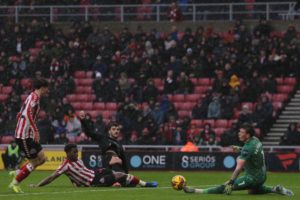 Sunderland goalkeeper Anthony Patterson makes a save during a match against Stoke City.