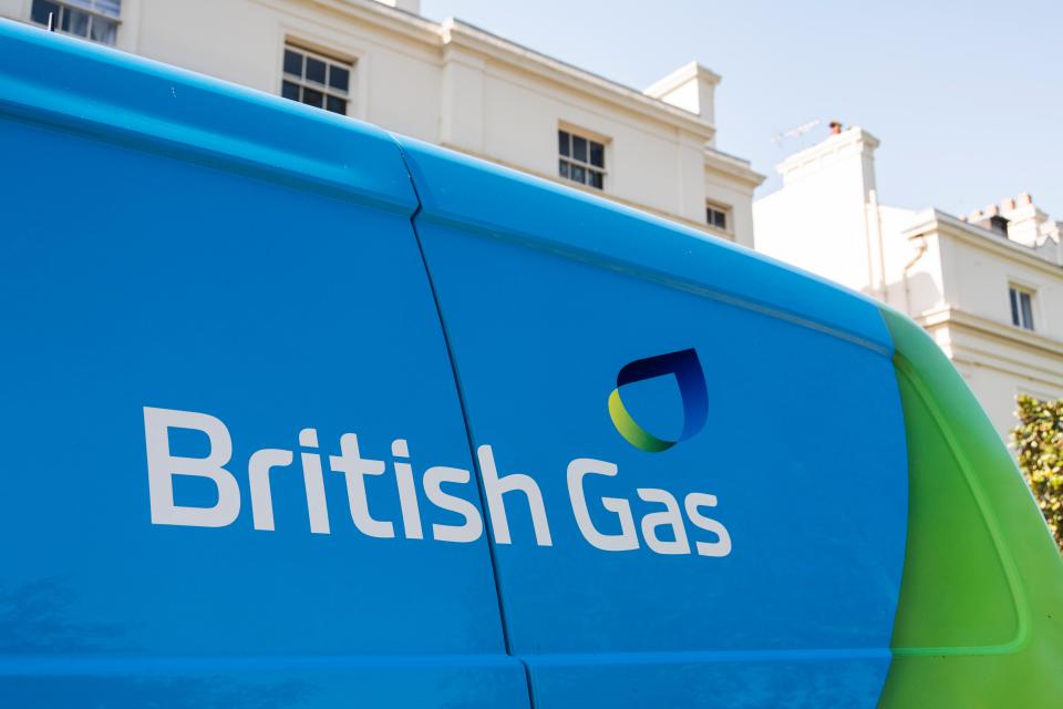 British Gas logo on a blue and green van.