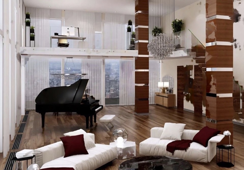 Interior of a luxury apartment in Moscow's City of Capitals complex.