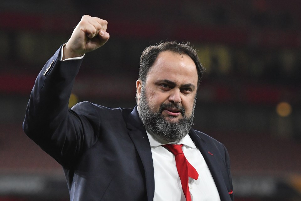 Evangelos Marinakis celebrating a victory.