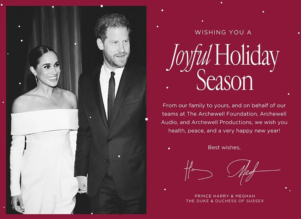 Prince Harry and Meghan Markle's holiday card.