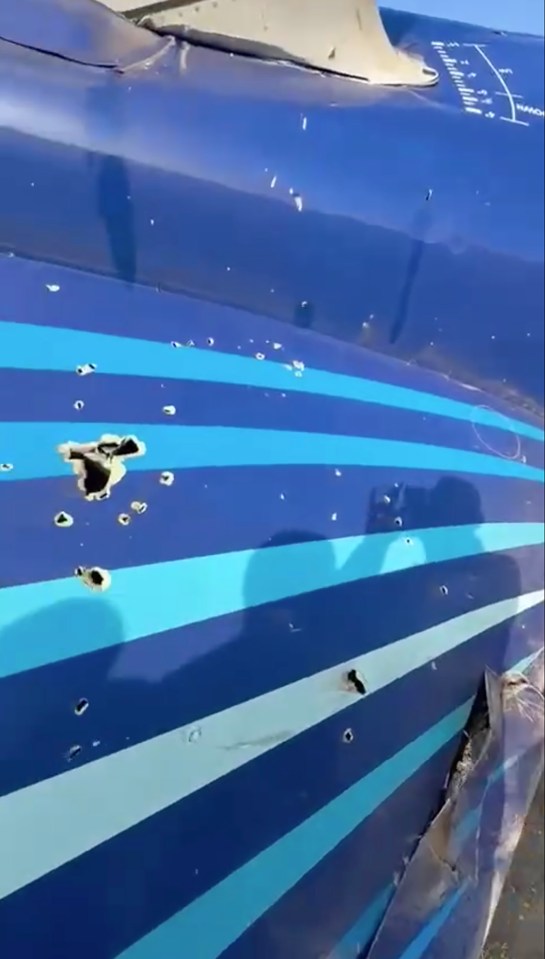 Plane wreckage with suspected bullet holes.