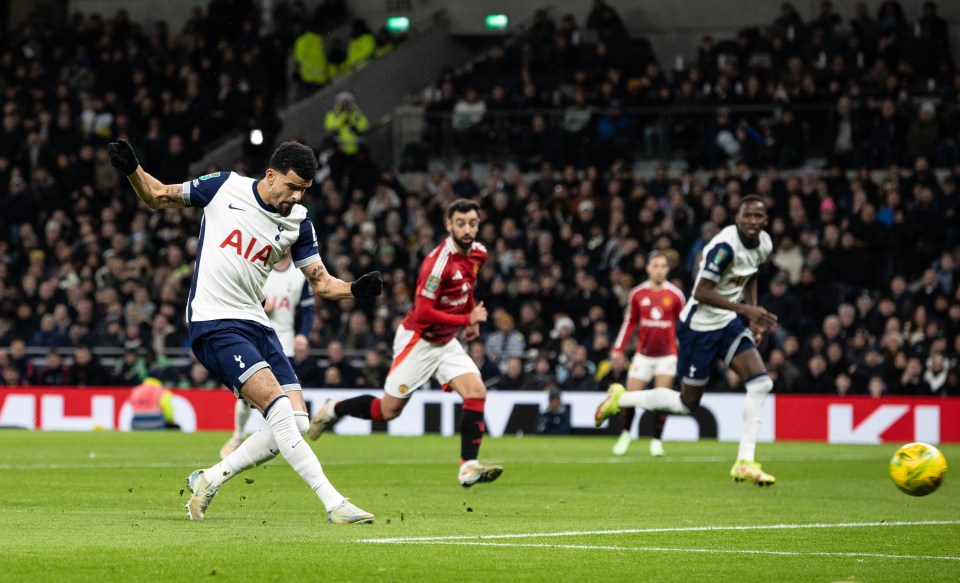 Dominic Solanke scoring a goal for Tottenham Hotspur.
