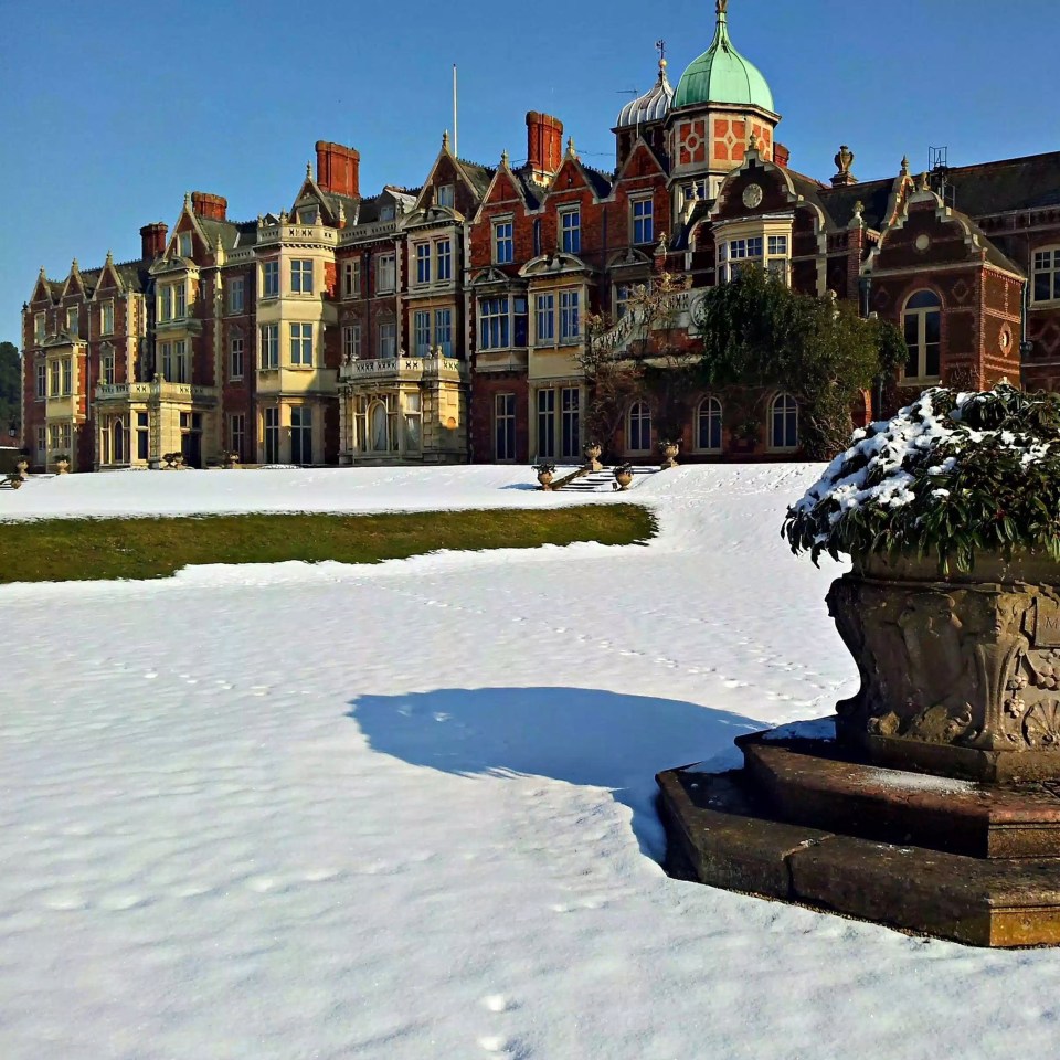 Sandringham House covered in snow.