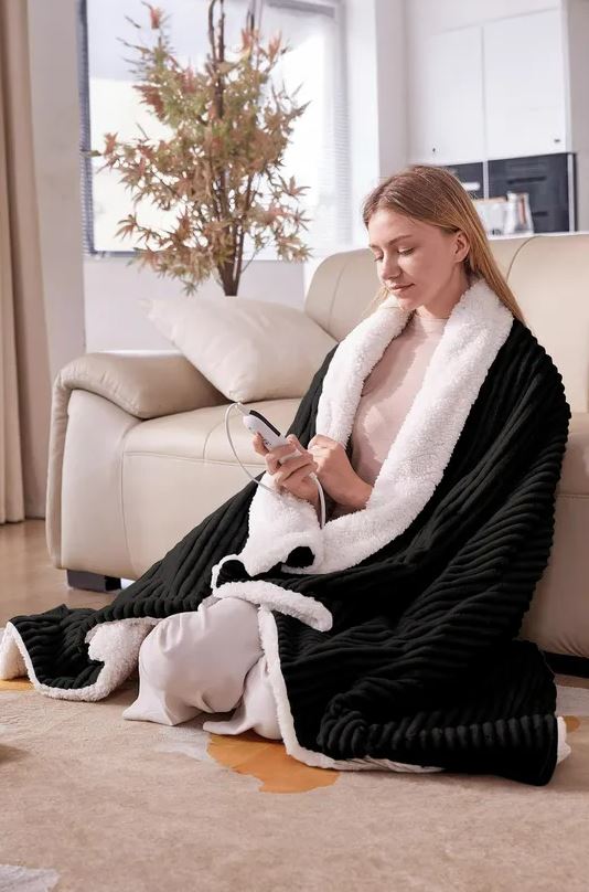 Thanks to the Waffle Shaped Electric Blanket Heated Fleece Overblanket, you won't need to worry about raking up a huge heating bill