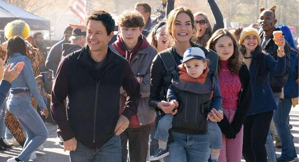 Mark Wahlberg and Michelle Monaghan in the Apple TV+ film, The Family Plan.