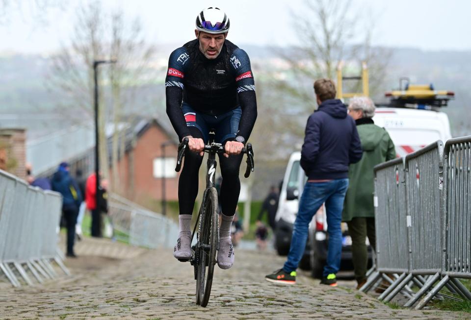 Former soccer player Jelle Van Damme cycling.