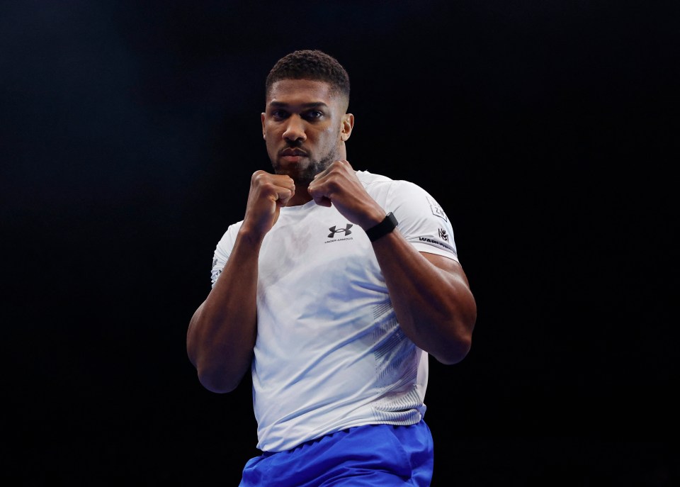 Anthony Joshua at a media workout.